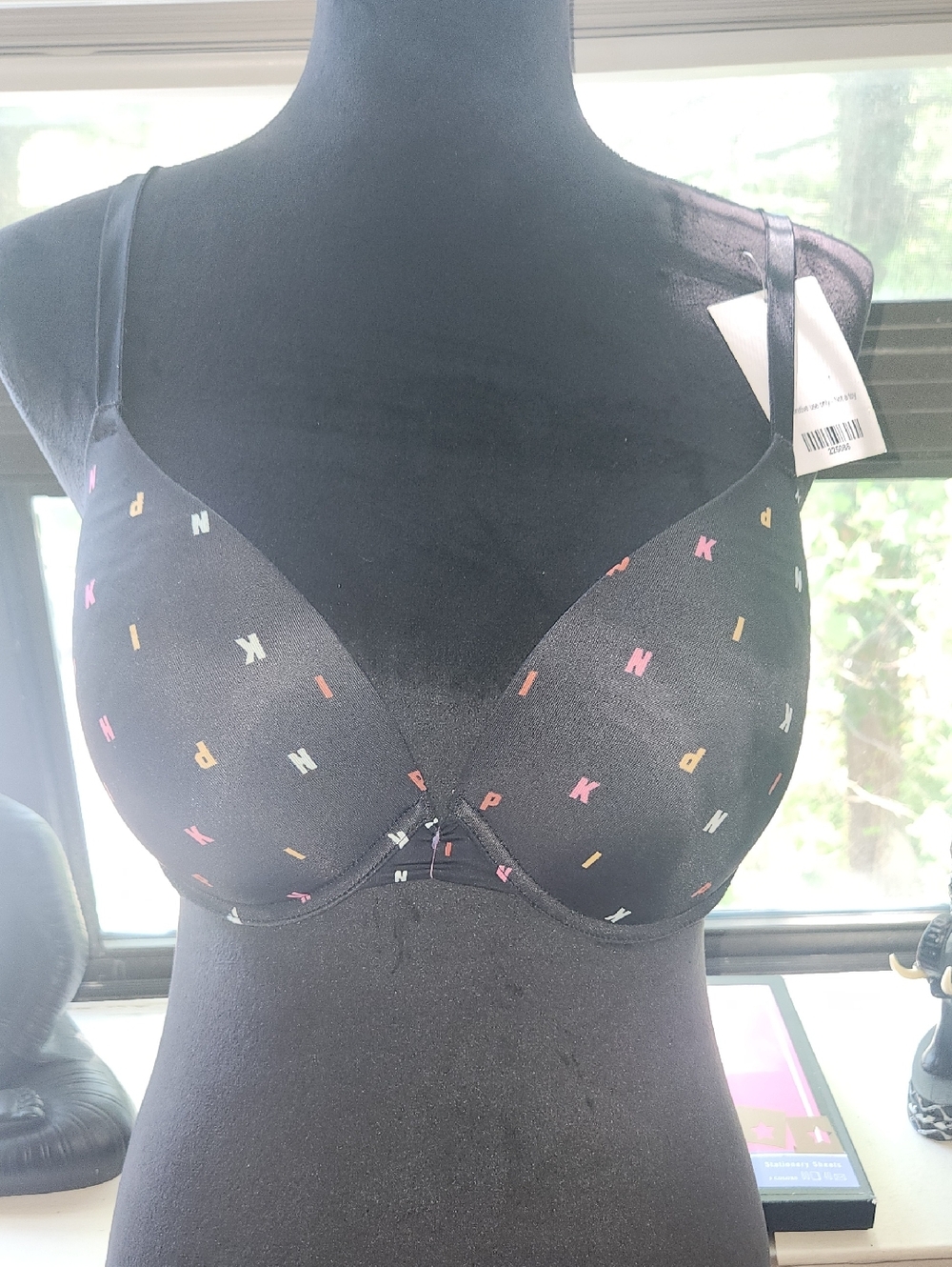 PINK Victoria's Secret Black Logo-Print T-Shirt Bra
